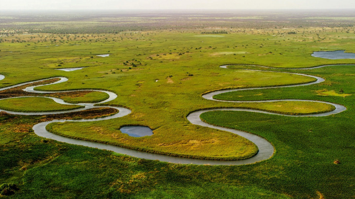 okavango delta scenic helicopter aerial